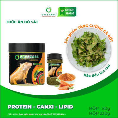 Thức ăn bò sát Iguana Trưởng Thành GREENABC vị cà rốt dùng cho Iguana từ 1m trở lên giúp gai bung, gù cao, dáng đẹp, lên màu tươi –  Hộp 230g