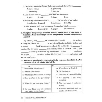 Combo 4 cuốn: Đề kiểm tra Tiếng Anh 6 +7+8+9 (Kết Nối Tri Thức Và Cuộc Sống) (HA-MK)