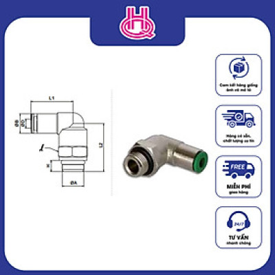 Đầu nối chữ L khí nén ren ngoài Pneumax series ART.22 - Hàng chính hãng