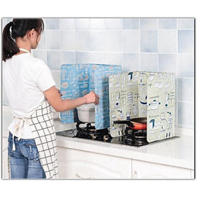 Combo 2 Tấm Chắn Chống Dầu Mỡ Và Gió Họa Tiết Nhiều Hình Cho Bếp Gas