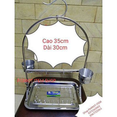 1 cầu đứng nhỏ dài 30 rộng 22 cao 35 kèm xích nhuyễn và vòng chân dành cho lovebird, cockateil, ngực hồng, sun, Green Check,lory đứng