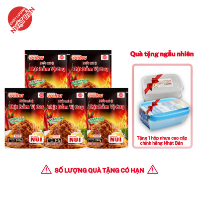 Combo 5 Gói Xốt Mì Ý Thịt Bằm Vị Cay [TẶNG HỘP NHỰA CAO CẤP] Nisshin Seifun Welna