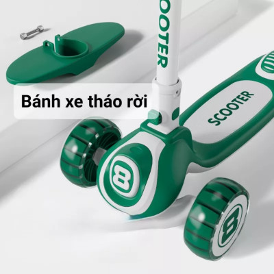 Xe Chòi Chân cho bé, Xe truợt Scooter cho bé 3 in 1, chính hãng, ba bánh phát sáng, có nhạc vui nhộn chịu lực đến 80kg