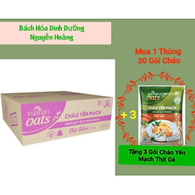 Thùng :30 Gói Cháo Yến Mạch Thịt Bằm 40g Xuân An( Tặng 6 gói cháo gà 40g)