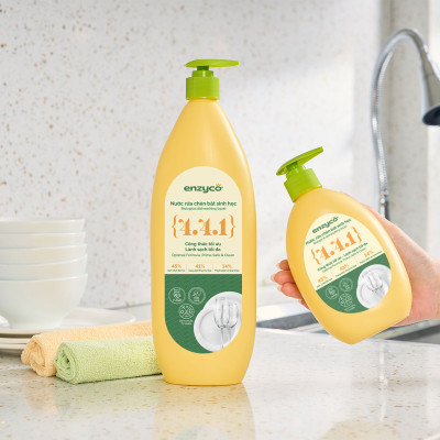 Nước rửa chén bát sinh học ENZYCO 850ml - Chiết xuất Bồ hòn và Enzyme Dứa