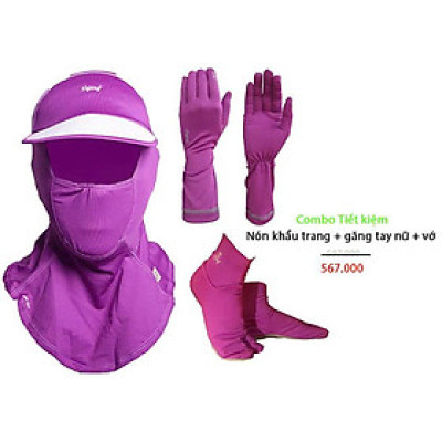 Combo nón khẩu trang + găng tay + vớ nữ