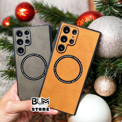 Ốp Lưng Da Cho Samsung S25 Ultra / S24 Ultra / Galaxy S23 Ultra / S23 Plus / S22 Ultra / S22 Plus Có Vòng Từ Tính