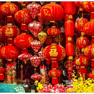 Đèn lồng trang trí ngày Tết - Size từ 30cm đến 50cm - Cây giả, hoa lụa Decor trang trí nhà cửa