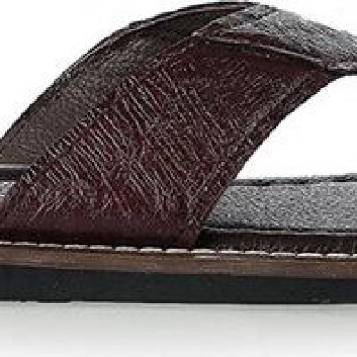 Dép nam da đà điểu Huy Hoàng màu nâu đất HT7414