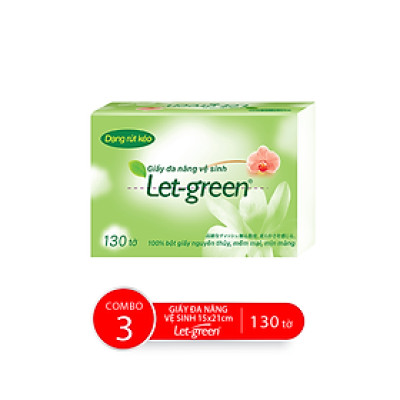 Combo Bao Giấy Vệ Sinh Đa Năng LET-GREEN 15*21cm, 130 Tờ/Bao