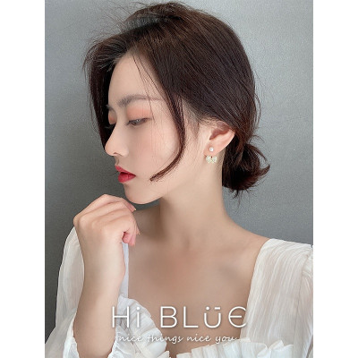 Khuyên tai mạ bạc 925 hình nơ phối ngọc trai nhân tạo đơn giản phong cách Hàn Quốc 