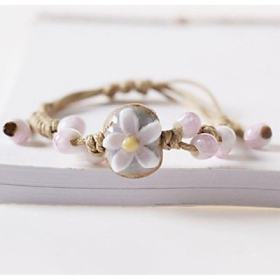 Vòng tay gốm thời trang 3D hoa chìm VGOM30