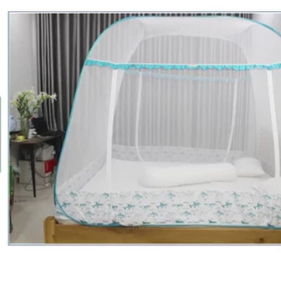 Màn Chụp Cao Cấp Mộc Miên Hoạ Tiết Xanh Cá Mập - Kích Thước 1,6mx2m -2 cửa ( Hà Nội )