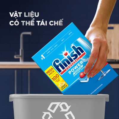 Combo Finish tiện lợi 4: Hộp 100 Viên Rửa Bát Essential + Nước Làm Bóng Finish 500ml + Dung dịch vệ sinh máy