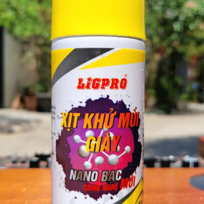 Chai xịt khử mùi giày, chống hôi chân Ligpro, 160ml, công nghệ kháng khuẩn Nano bạc