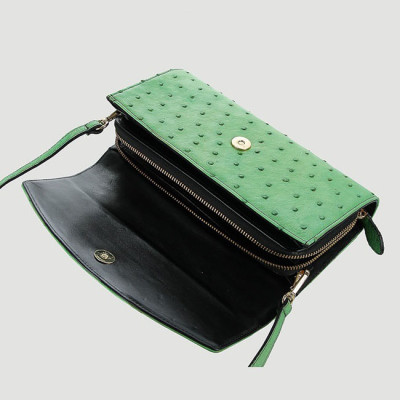 Túi xách nữ da đà điểu Huy Hoàng đeo chéo màu xanh lá HT6435