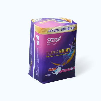 Băng vệ sinh ban đêm siêu thấm có cánh Diana Supernight 35cm (Gói 12 miếng)
