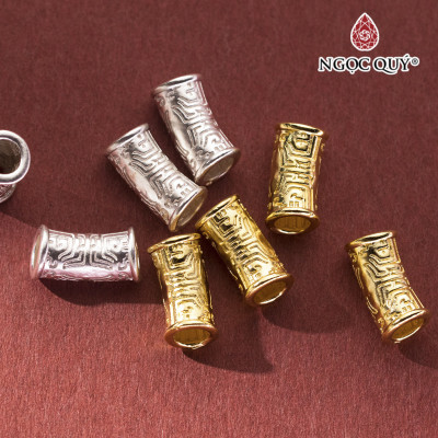 Charm bạc ống xỏ ngang họa tiết - Ngọc Quý Gemstones