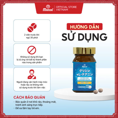 Combo 2 Hộp Viên uống MAMORI Glycine L-Theanine giúp giảm căng thẳng - stress, Hỗ trợ ngủ ngon, ngủ sâu giấc (60 Viên)