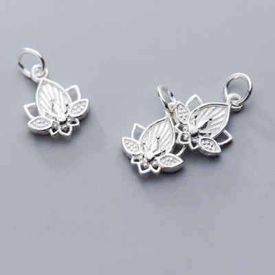 Combo 2 cái charm bạc hình nụ sen treo - Ngọc Quý Gemstones