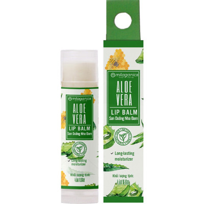 Milaganics [CHÍNH HÃNG] Combo 2 Cây Son Dưỡng Ẩm Nha Đam & Dừa 4.5g - Son Dưỡng Môi An Toàn Không Chì Dưỡng Ẩm Tối Ưu Cho Môi Nhạy Cảm