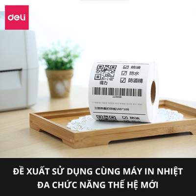 Giấy Decal Nhiệt In Nhãn, Minicode, Đơn Hàng TMĐT Deli -  Cuộn 325 Tờ 10x15cm - Dùng Cho Bill, Mã Vạch, Hóa Đơn, Livestream, Kinh Doanh Online - Không Phai Mực - Hàng Chính Hãng - 12308