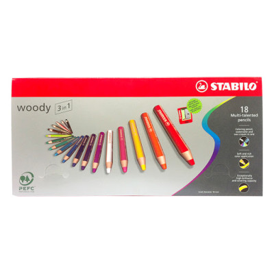 Chì Màu Stabilo Woody 3 in 1 CLK880-18C (Hộp 18 Cây)
