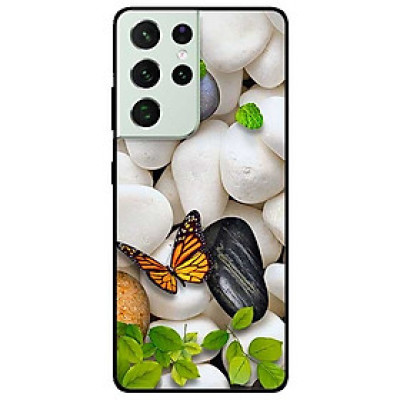 Ốp lưng dành cho Samsung Galaxy S21 Ultra mẫu Sỏi Trắng và Bướm