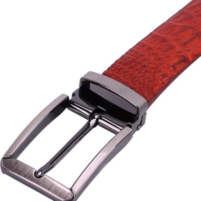 Thắt Lưng Nam Da Cá Sấu Gai Đuôi Đầu Kim Huy Hoàng HT4735 - Nâu Đỏ