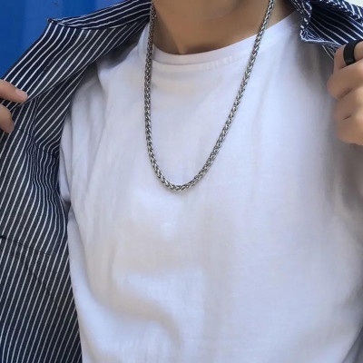 Dây chuyền titan nam cao cấp thời trang thép không gỉ bông dừa trangsucpt cỡ 7mm trắng PTDCNA170