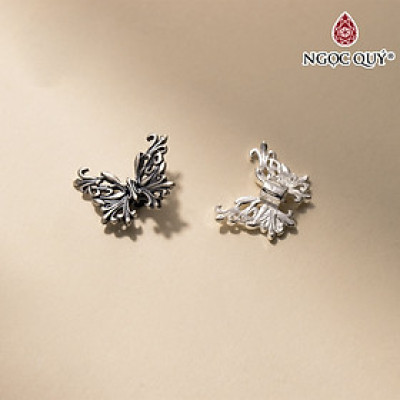 Charm bạc hình con bướm xỏ ngang - Ngọc Quý Gemstones