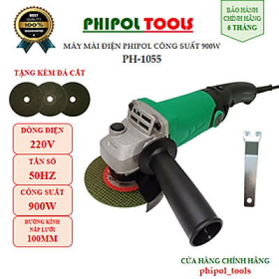 Máy Mài Điện Cầm Tay PHIPOL TOOLS PH1055 có điều chỉnh tốc 6 mức độ công suất 900W tặng kèm đá cắt - Hàng Chính Hãng