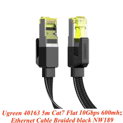 Ugreen UG40163NW189TK 5m 10Gbps 600mhz dây dẹt Nylon Braided Màu Đen Cáp mạng Cat7 - HÀNG CHÍNH HÃNG