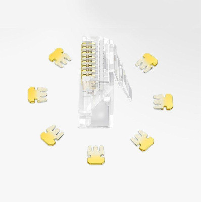 Ugreen UG60558NW120TK bao có 100 chiếc đầu bấm mạng Cat6 RJ45 trong suốt chân mạ vàng 24K - HÀNG CHÍNH HÃNG
