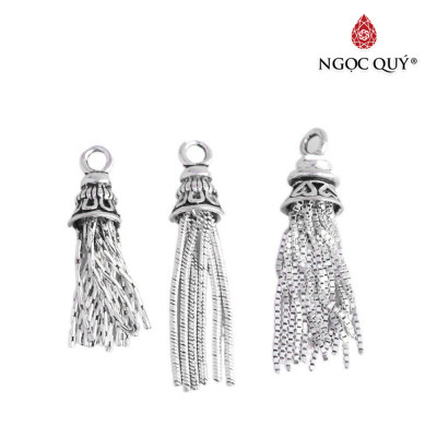 Charm bạc treo tua rua họa tiết trái tim - Ngọc Quý Gemstones