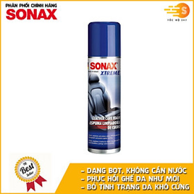 Chai xịt bọt làm sạch nhanh và dưỡng ghế da chuyên dụng Sonax 289100 250ml - Không cần nước, kéo dài tuổi thọ da, hạn chế khô cứng và bong tróc, phục hồi da cũ