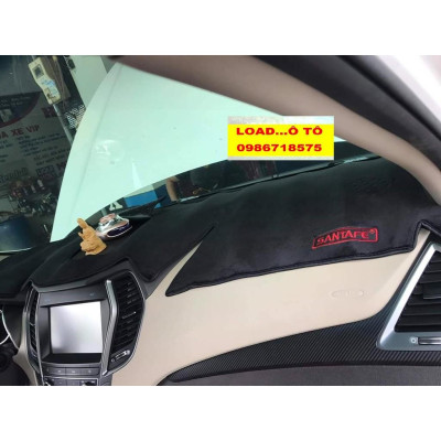 Thảm Taplo Chống Nắng Xe Hyundai Santafe 2023-2018 Mẫu Da Carbon, Nhung Lông Cừu (có lớp chống trượt)
