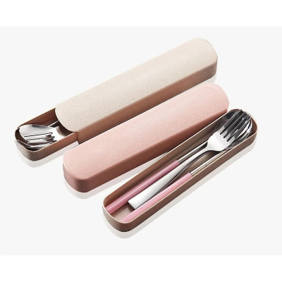 Bộ Đũa Muỗng Nĩa Kèm Hộp Lúa Mạch PaKaSa - Hàng Chính Hãng (giao màu ngẫu nhiên)