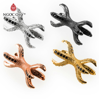 Charm si đính đá xỏ hạt 2 đầu - Ngọc Quý Gemstones