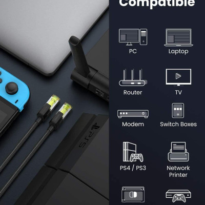 Ugreen UG80425NW150TK 5M CAT7 OD5.5mm cáp mạng truyền dữ liệu giữa các máy tính - HÀNG CHÍNH HÃNG