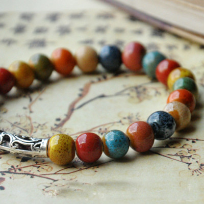 Vòng tay charm gốm mix hoa dễ thương VGOM61