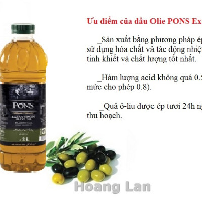 Dầu Olive Extra Virgin PONS 2L - Tây Ban Nha (chai nhựa)