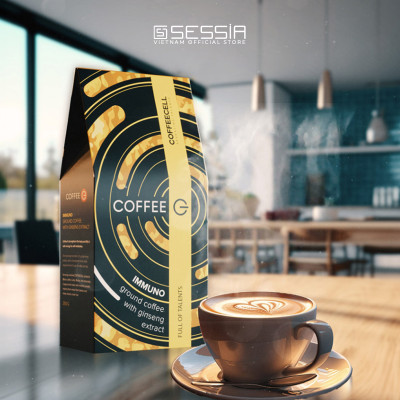Cà Phê Rang Xay Coffee G Immuno Với Nhân Sâm Hoàng đế COFFEECELL (250g) - Bản giao hưởng của các hương vị trong một tách cà phê đen - Hàng Chính Hãng