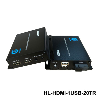 Bộ kéo dài hdmi qua cáp quang có cổng USB Ho-link HL-HDMI-1USB-20TR - Hàng Chính Hãng
