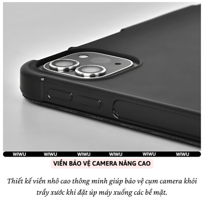 Case/ Ốp/Bao da IPAD WIWU Classic II Cho IPAD Pro 11 inch M4 2024 Air 5/Air 4 10.9/ Pro 11 inch/Gen 9 8 7th 10.2/Gen 10 - Viền Silicon, Có Khay Đựng Bút, Bao Da Thông Minh, tự động tắt mở màn hình - Hàng nhập khẩu