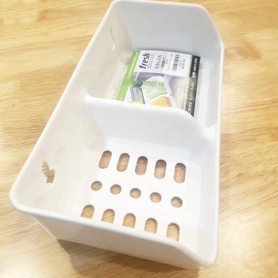 Combo 01 Giá đựng mút rửa chén bát 2 ngăn Sanada có núm hít chân không + 01 Set 05 miếng mút rửa chén bát Inomata - Nội địa Nhật