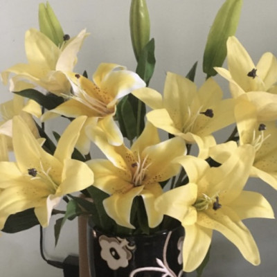 Cành hoa ly giả - 1 cành 4 bông - dài 95cm - Cây giả, hoa lụa Decor trang trí nhà cửa