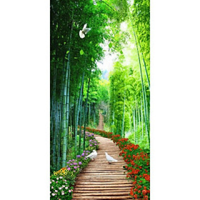 Tranh dán tường khổ dọc HD Cảnh đẹp rừng trúc HZTU-Vol 2 (139) kim sa