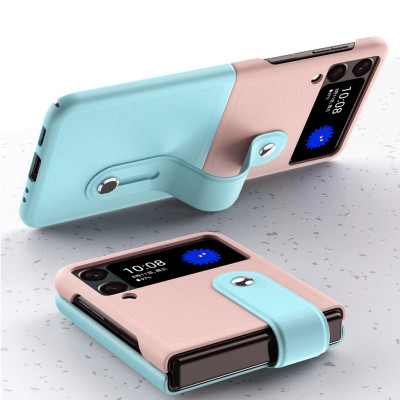 Ốp lưng đai đeo hand trap chống sốc cho Samsung Galaxy Z Flip 3 / Z Flip 4 hiệu HOTCASE Wristband Stand Phone Case - chất liệu cao cấp, thiết kế thời trang sang trọng có đai đeo tay an toàn - Hàng nhập khẩu