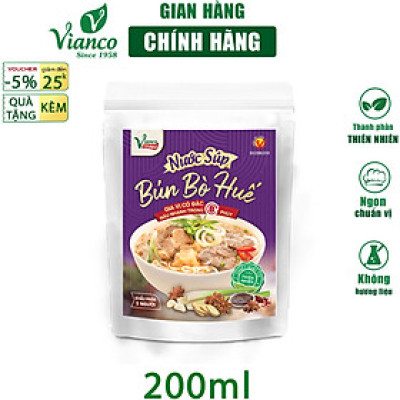 Nước Súp Bún Bò Huế ViancoFoods - Việt Ấn 03 gói x 200ml - Gia vị nấu tiện lợi